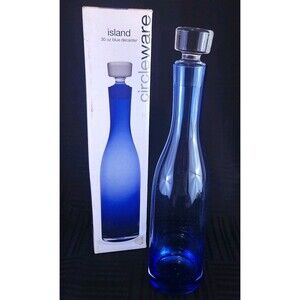 Circleware Island 30oz Blue Decanter Glass Wine Alcohol Drink NIB #51211 Bar
